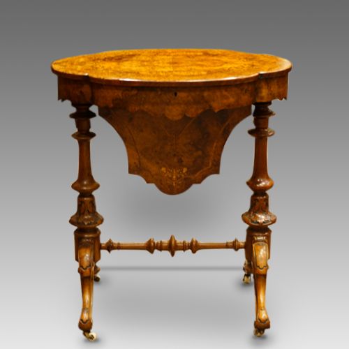 Victorian Inlaid Walnut Shaped Oval Work-table