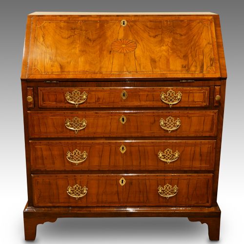 George III Inlaid Walnut Bureau