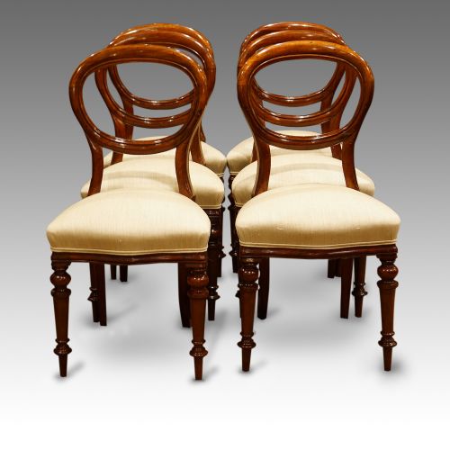 Set of 6 Victorian Balloon Back Dining Chairs