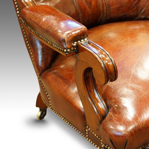 fig 1. William IV mahogany leather reading chair