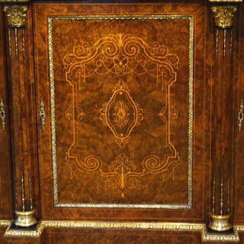 fig 1. Magnificent Victorian inlaid burr walnut straight front credenza