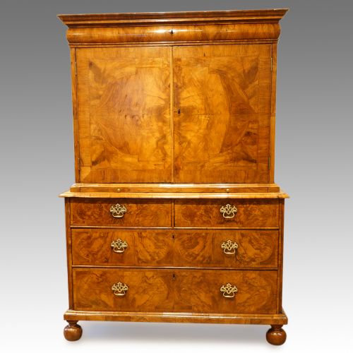 Queen Anne Walnut Fitted Cabinet on Chest