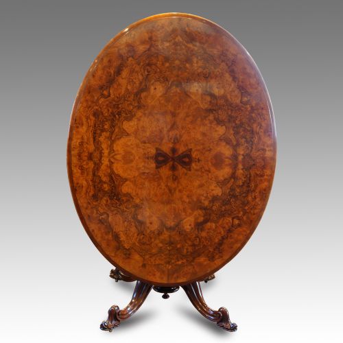 Victorian Burr Walnut Loo Dining Table
