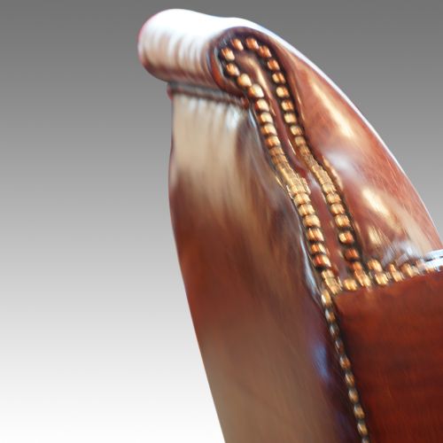 fig 3. Superb Queen Anne style walnut and leather Wing-chair