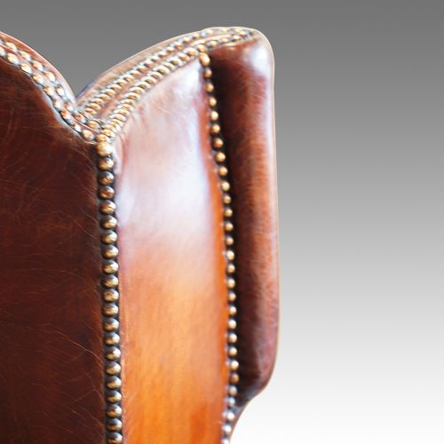 fig 4. Superb Queen Anne style walnut and leather Wing-chair