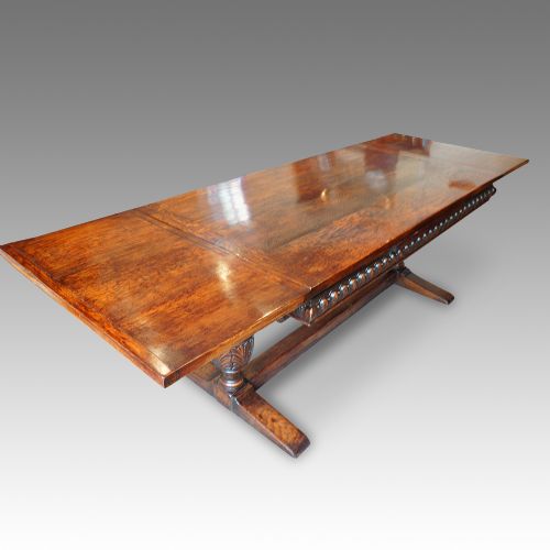 Edwardian Oak Refectory Draw-leaf Dining Table