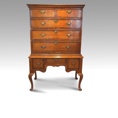 George II Oak Cross-banded Chest on Stand