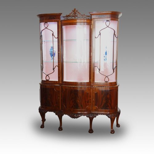 Superb Edwardian Mahogany Bow-end Display Cabinet
