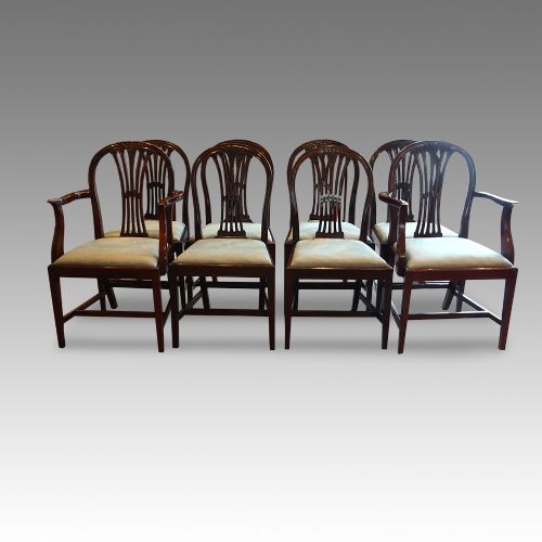 Set of 8 Edwardian Mahogany Wheatsheaf Dining Chairs