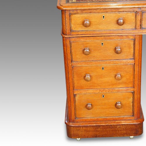 fig 1. Victorian golden oak pedestal desk