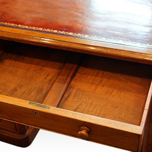 fig 3. Victorian golden oak pedestal desk