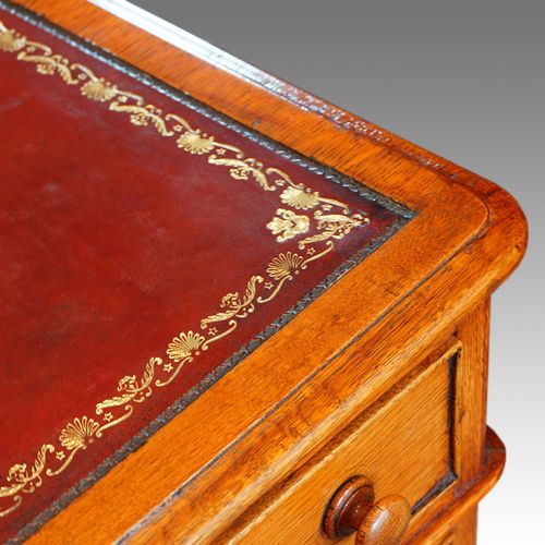fig 4. Victorian golden oak pedestal desk