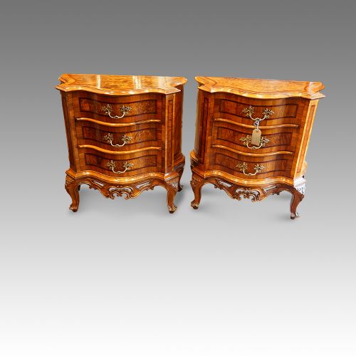 Pair of Superb Antique Serpentine Bedside Chests