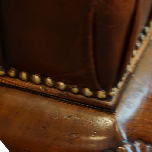 fig 3. Magnificent leather and walnut coffee table stool