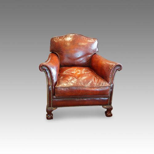 fig 1. Pair of Edwardian leather club armchairs