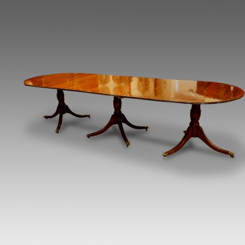 12 Seat Mahogany 3 Pillar Dining Table