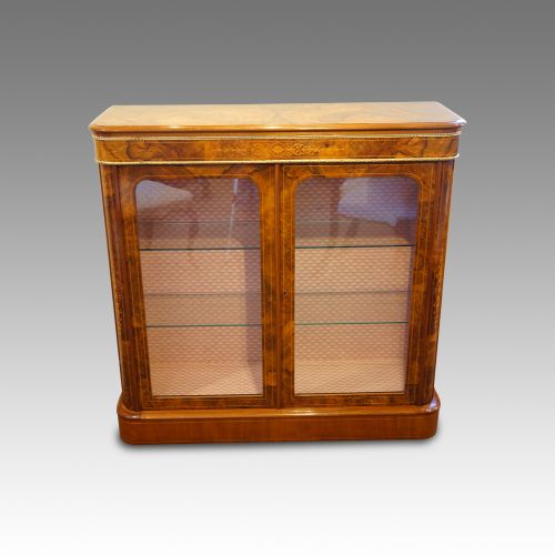 Victorian 2 Door Inlaid Walnut Pier Cabinet