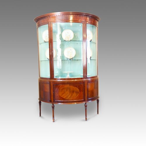 Edwardian Inlaid Mahogany Demi Lune Display Cabinet