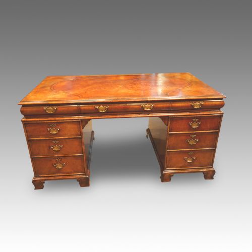 Edwardian Walnut Pedestal Desk