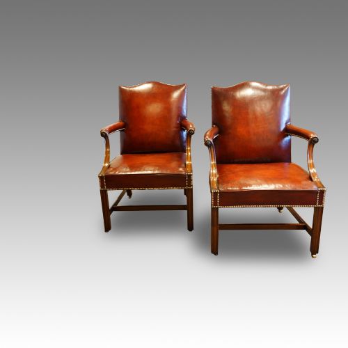 Superb Pair of Leather Gainsborough Chairs