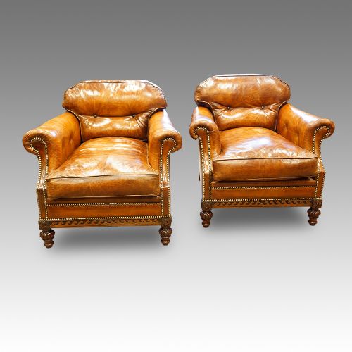 Pair of Edwardian Club Chairs