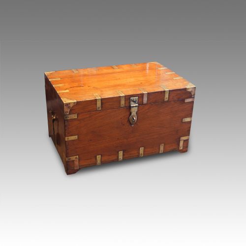 Antique Brass Bound Campaign Trunk