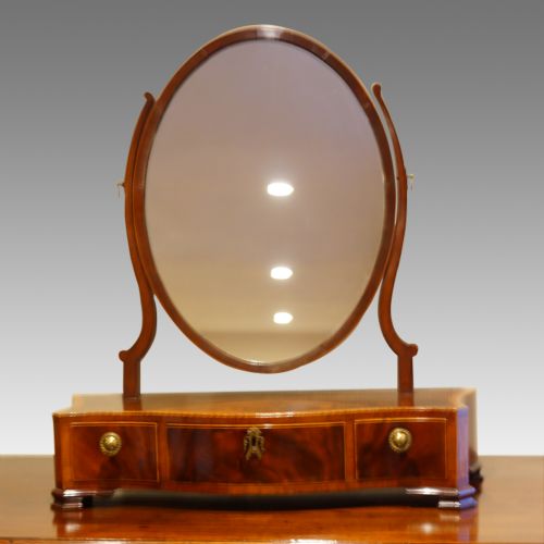 Antique Inlaid Mahogany Dressing Table Mirror