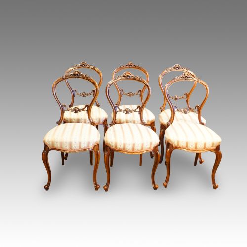Set of 6 Victorian Walnut Dining Chairs