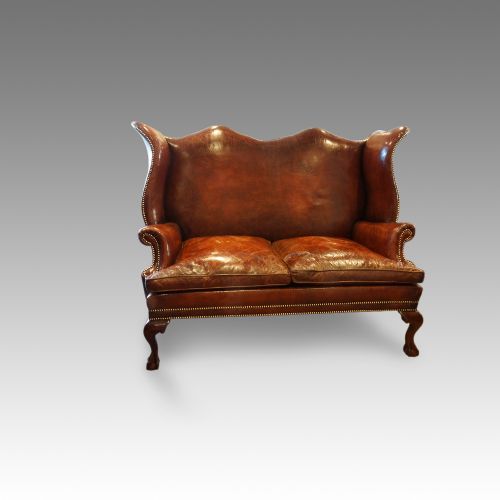 Georgian Leather Wing Sofa