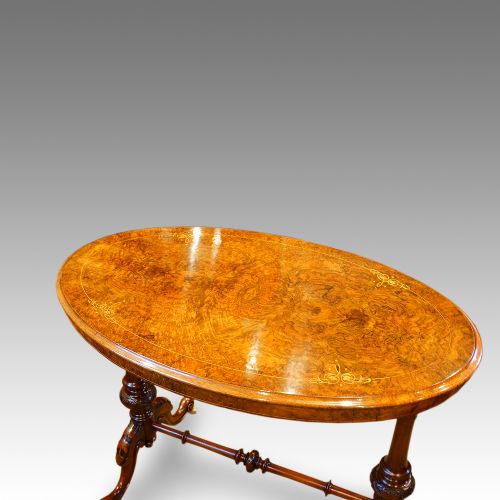 fig 2. Victorian oval inlaid walnut stretcher table