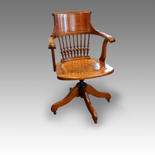 Edwardian Oak Revolving Desk Chair