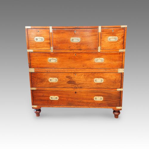 Victorian Mahogany Secretaire Miltary Campaign Chest