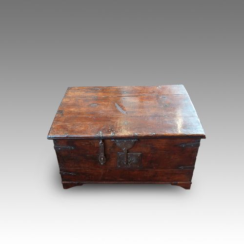 Antique Colonial Iron Bound Trunk