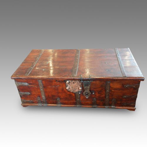 Large Antique Colonial Hardwood  Trunk