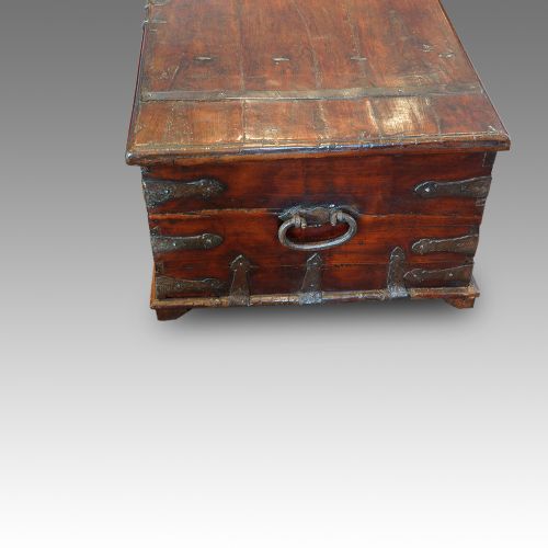 fig 2. Large Antique Colonial hardwood trunk