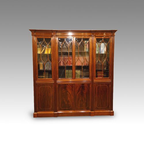 19thc. Mahogany Inlaid Small Library Bookcase