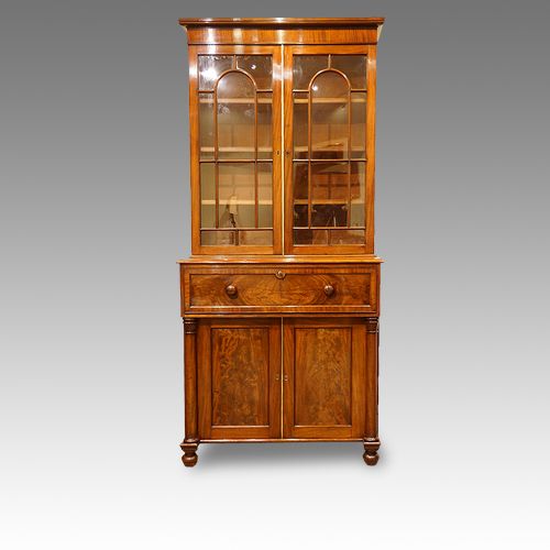 William IV Mahogany Secretaire Bookcase