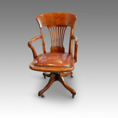Edwardian Walnut Revolving Desk Chair