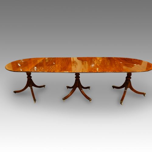 Regency Style Mahogany 3 Pillar Dining Table
