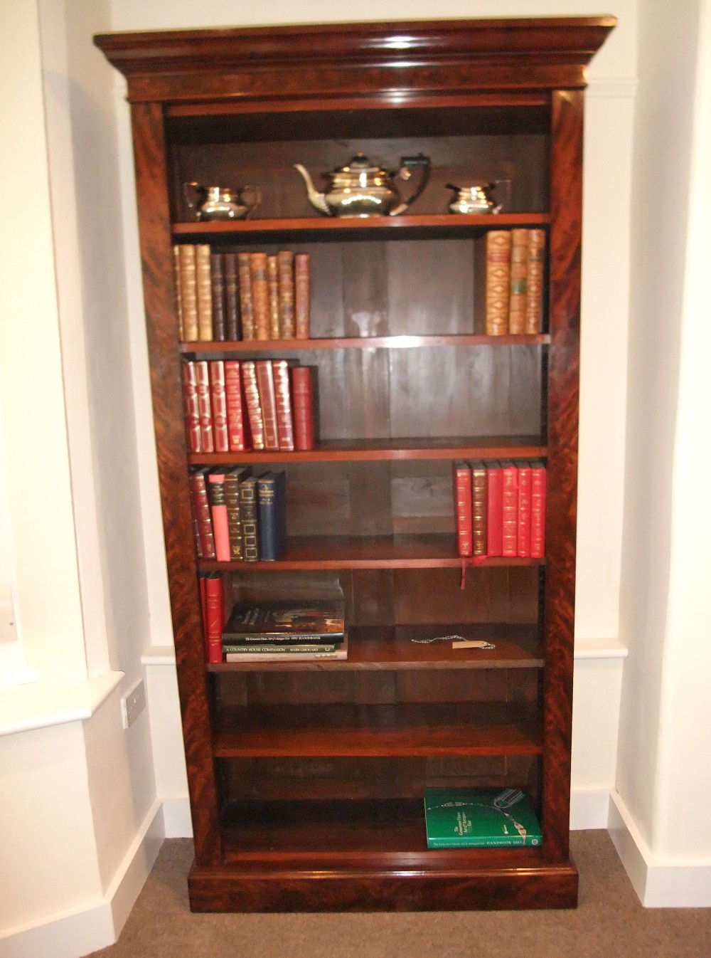 Victorian mahogany tall open bookcase