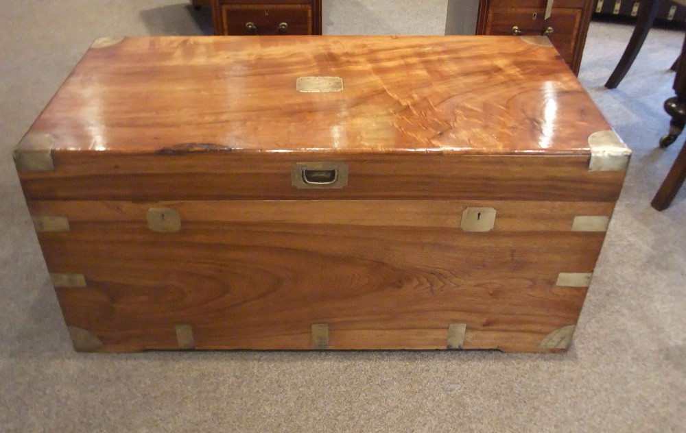 Victorian Camphorwood brass bound campaign trunk