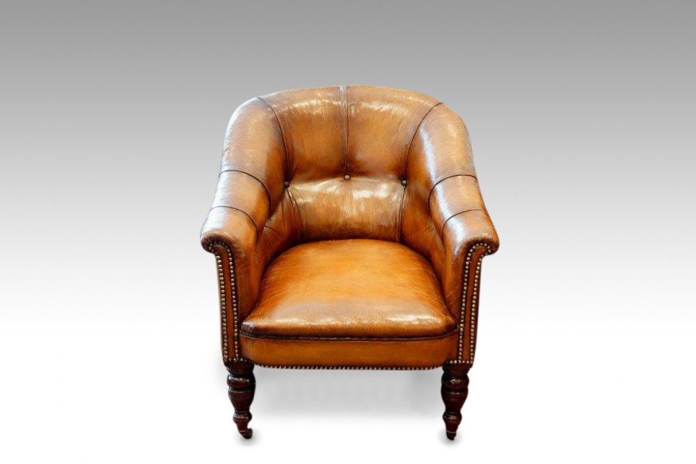 Superb Victorian button back leather easy chair