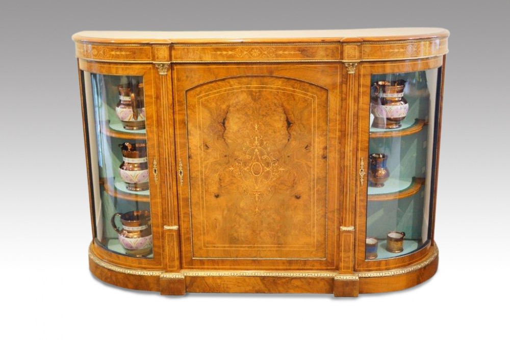 Victorian inlaid walnut credenza