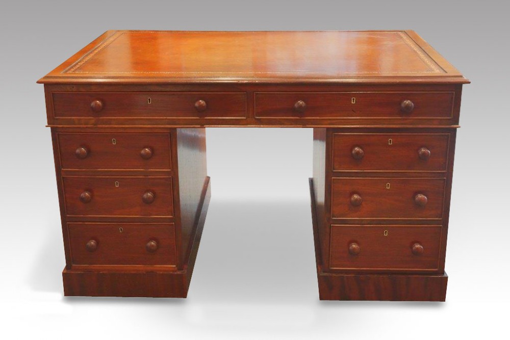 Victorian mahogany small pedestal partners desk