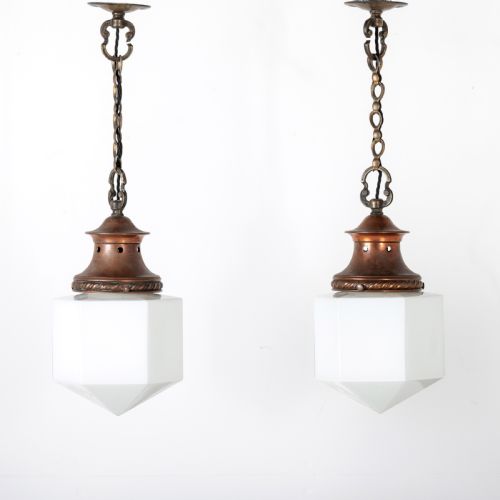 A PAIR OF 1930S HEXAGONAL LIGHTS - ADDITIONAL PHOTO 1