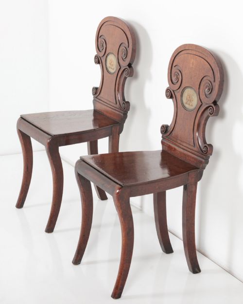 A PAIR OF 19TH CENTURY ENGLISH HALL CHAIRS - ADDITIONAL PHOTO 4