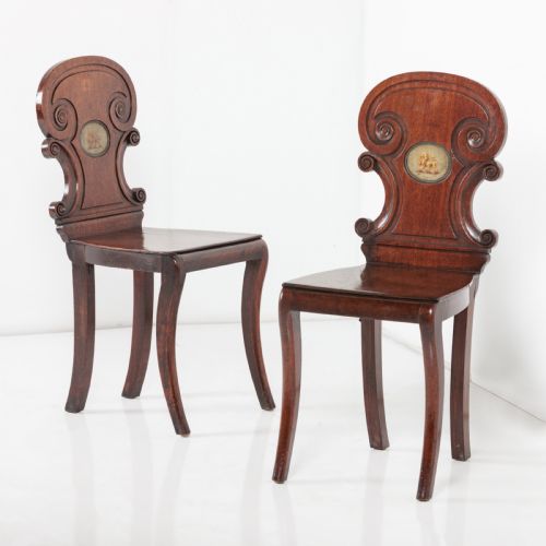 A PAIR OF 19TH CENTURY ENGLISH HALL CHAIRS - ADDITIONAL PHOTO 8