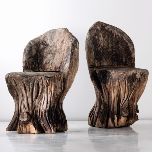 A PAIR OF 20TH CENTURY DUG OUT GARDEN SEATS - ADDITIONAL PHOTO 2