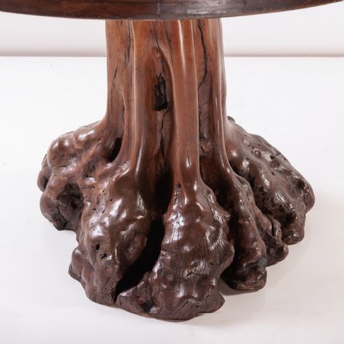 A 20TH CENTURY OLIVE WOOD ROOT TABLE STOOL SET - ADDITIONAL PHOTO 4