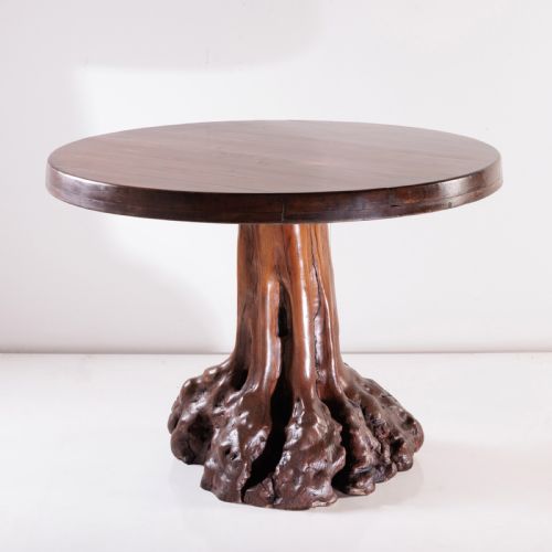 A 20TH CENTURY OLIVE WOOD ROOT TABLE STOOL SET - ADDITIONAL PHOTO 7